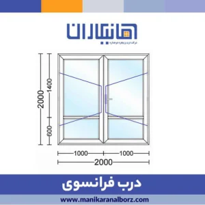 درب فرانسوی upvc با شیشه ساده